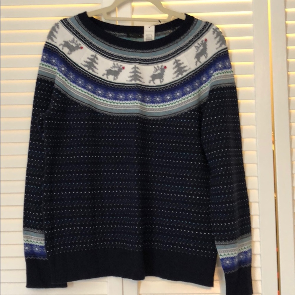 Talbots beautiful navy blue and gray sweater large